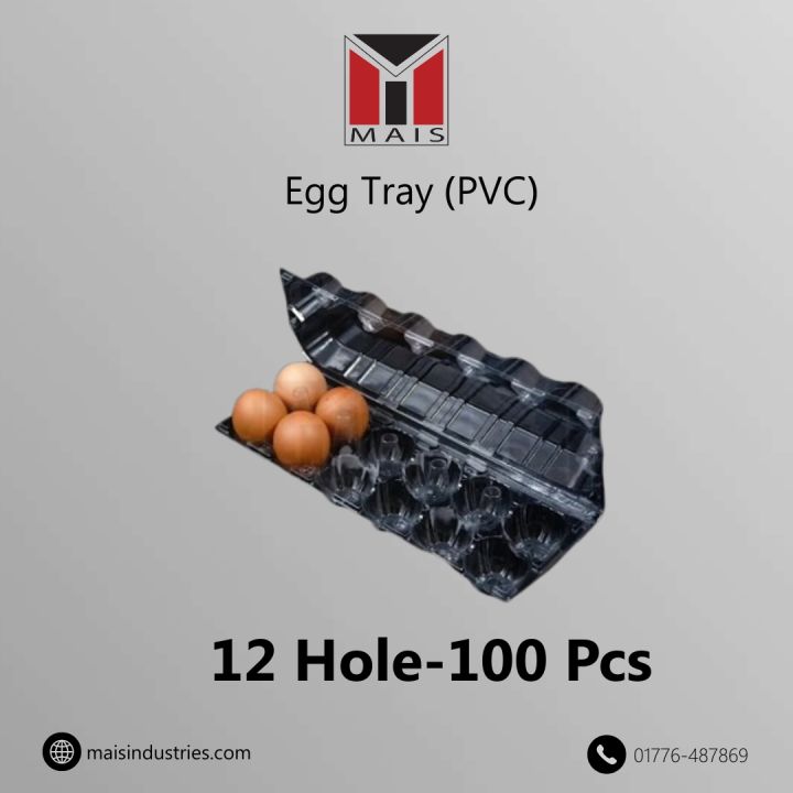 MAIS Reuseble Plastic Egg Tray PVC Transparent 12 Hole - 100 pcs