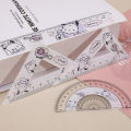 4Pcs/Set Sanrio Ruler Set Kuromi Acrylic Cute Cartoon Straight Ruler Triangle Ruler Student Stationery Gift. 