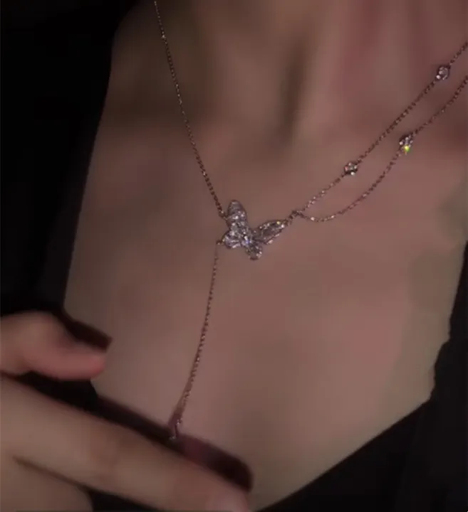 Douyin%20same%20double-layer%20butterfly%20necklace%20super%20fairy%20flashy%20zircon%20tassel%20high-quality%20butterfly%20clavicle%20chain%20high%20color%20retention%20necklace%20-%20Image%204