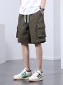 Summer Cargo Shorts Men 8XL Big Size Multi-Pockets Drawstring Breathable Cotton Straight Baggy Shorts Casual Loose Short Pants.