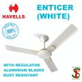 HAVELLS ENTICER 900MM / 36 INCH Decorative, Dust Resistant, High Speed Ceiling Fan (Pearl White Chrome). 