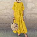 Boho Maxi Dress Vintage Print Summer Half Sleeve Loose Dress Casual Plus Size Female Long Dress Big Swing Dresses Robe Vestidos.