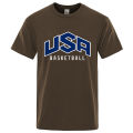 Usa Basketball Letter Logo Tshirts Men Fashion Cotton T Shirts Summer Breathable Mens Tee Clothes Oversize O-Neck Street Tops. 
