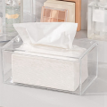 Acrylic Tissue Box Rectangular Transparent Tissue Box for Office, Home Bathroom Restaurant Lavatory Occasions.