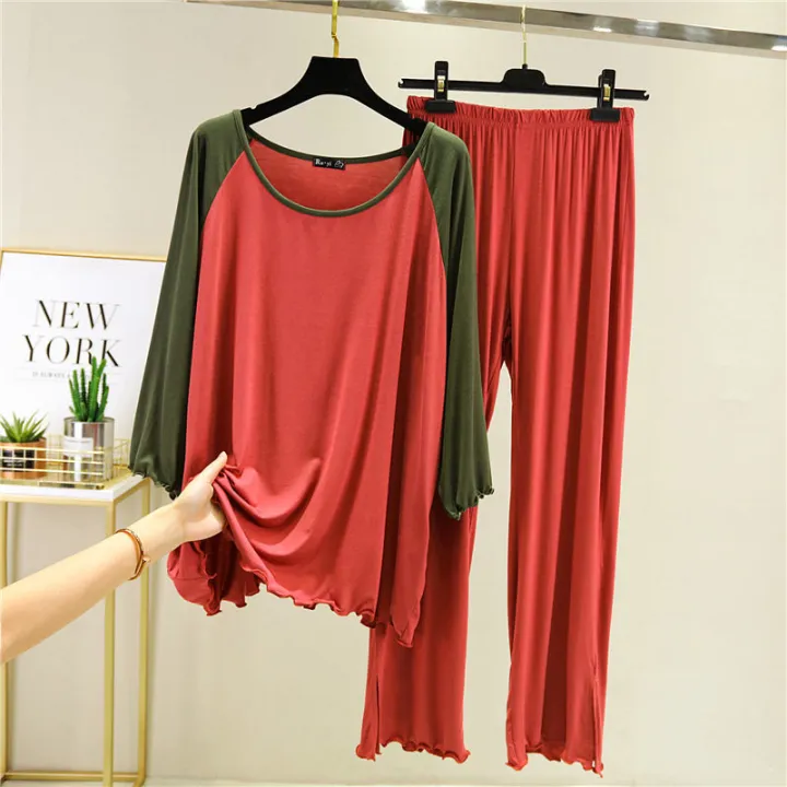 Women's%20Modal%20Pajamas%20%20%20Sleepwear%20Set%20Top%20Women%20Solid%20Pajama%20Set%202Piece/Suit%20Full%20Sleeves%20Shirt%20Pant%20Lingerie%20Mom%20Homewear%20-%20Image%208