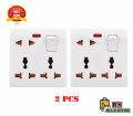 2 Pcs 8 Pin Multi Gang Socket Double 3 Pin- 1Piece 2 Pin Multi Function Universal Wall Switch Socket.