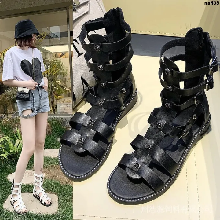 Flat%20Heel%20Cross%20Mid-Calf%20Fashion%20Sandals%20Hollow%20Women's%20Flat%20Summer%20New%20Lace-up%20European%20and%20American%20Roman%20Shoes%20Open%20Toe%20Sandal%20Boots%20%EF%BC%89%20-%20Image%207