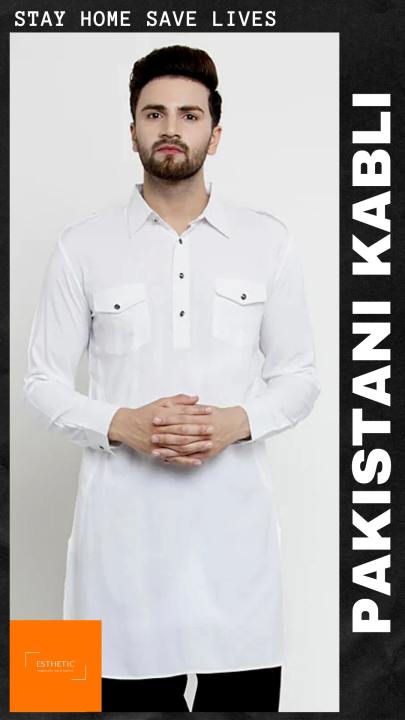 Pakistani Special Linen Kabli for Men White