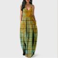 2022 Dress For Women Halter Neck Summer Vintage Texture Print Sleeveless Midi Backless Party Dresses Beach Casual Streetwea. 