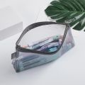 School Office Cute Stationery Organizer Box  Zipper Mesh Transparent Pencil Case  Student Pen Case Storage Supplies. 