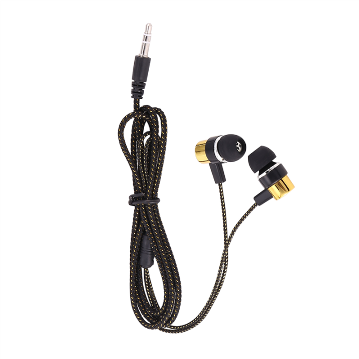 1.1M Reflective Fiber Cloth Line Noise Isolating Stereo In-ear Earphone Earbuds Headphones with 3.5 MM Jack Standard Golden