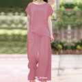 Women’s Cotton Travel Set – Light Top with Wide-Leg Cotton Trousers.