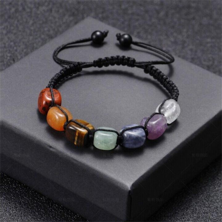 7 Chakra Bracelets Reiki Natural Stone Braided Bracelet Men Women Natural Crystal Healing Anxiety Jewellery Adjustable Rope