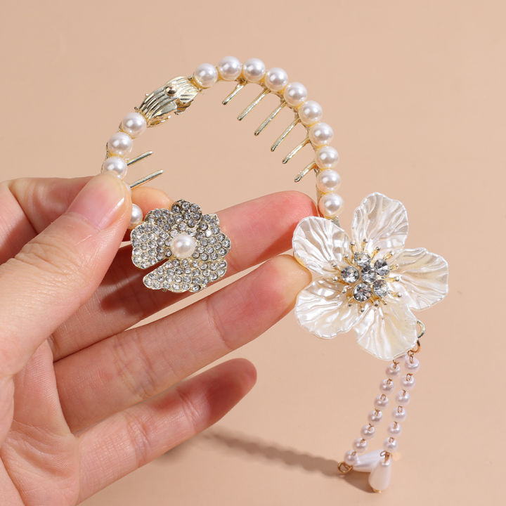 New%20Temperament%20Retro%20CamelliaTassel%20Fixed%20Plate%20Hair%20Artifact%20Pearl%20Ponytail%20Hair%20Clips%20Back%20Head%20Decorative%20Hair%20Accessories%20-%20Image%203