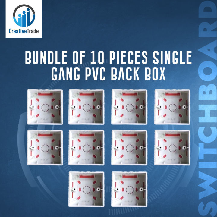 Bundle of 10 Pieces Single Gang PVC Back Box - Safe - Organize Your