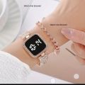 Fashionable LED Display Digital Touch Screen Wristwatch & Bracelet For Girls 2Pcs Combo.