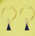 Stainless Steel & Acrylic Hoop Earrings  Black Earrings for Women and Men by SobPai - Trendy Unisex Geometric Jewelry Gifts. 