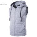 Men's Casual Hoodie with Sleeveless Zipper Sports Shirt, Spring/summer/autumn Cotton Jacket Vest. 