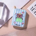 Cute Pink Bear Organ Card Bag PU Leather Wallet Cartoon Business Card Case Credit Card Holder Mini Coin Purse Zipper Clutch Bag N.W-6.