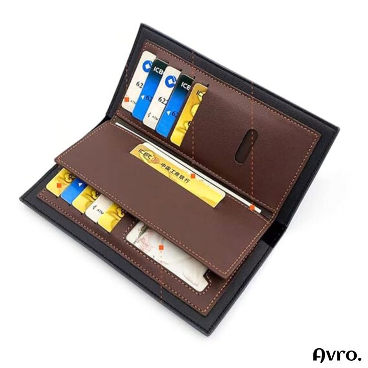 Avro%20Men's%20Soft%20PU%20Leather%20Long%20Wallet%20Business%20Multi-Card%20Slot%20With%20ID%20Holder%20Solid%20Color%20Travel%20Money%20Bag%20For%20Men%20-%20Image%205