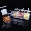 4pcs Crystal Clear Seasoning Box Acrylic Spice Rack Storage Condiment Jars Containers With One Spoon For Kitchen Organization by - Sara Collection zone.