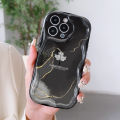 Hontinga for Redmi 13 Xiaomi Poco M6 4G Back Cover Maple Leaf Marble Cream Texture Phone Case Wavy Edge Soft Silicone Cover.