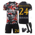 Football form 2425 red and bla dragon pattern ersion children's training adult suit sports team form group bu men's and women's jerse.