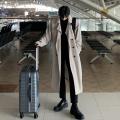 2023Spring New over-the-Knee Pu Handsome Trench Coat Men's Mid-Length Loose Overcoat Korean Style Trendy All-Matching and Handsome Coat. 
