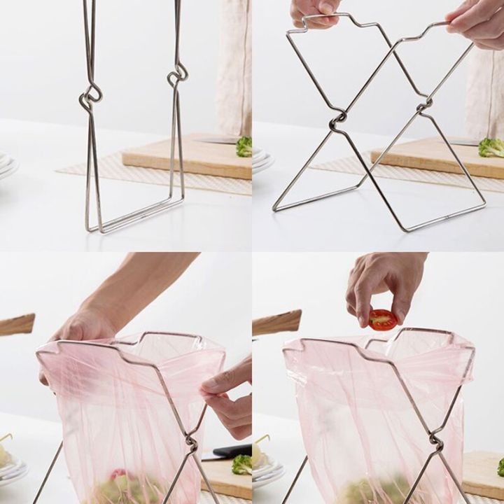 Stainless%20Steel%20Garbage%20Bag%20Shelf%20Home%20Kitchen%20Countertop%20Folding%20Trash%20Bag%20Bracket%20Holder%20Organizer%20Dishcloth%20Towel%20Rack%20%EB%B6%84%EB%A6%AC%EC%88%98%EA%B1%B0%20-%20Image%205