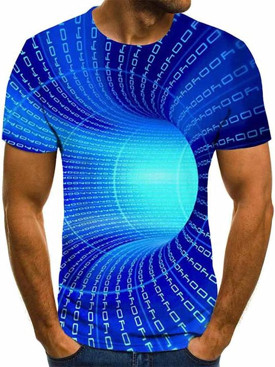 OFOKEDA 3D Printed Fun Graphic Super 3D Graphic T-Shirt