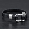 Hot Selling Cool Black Cowhide Leather Adjustable Basic Mens Cuff Bracelet.