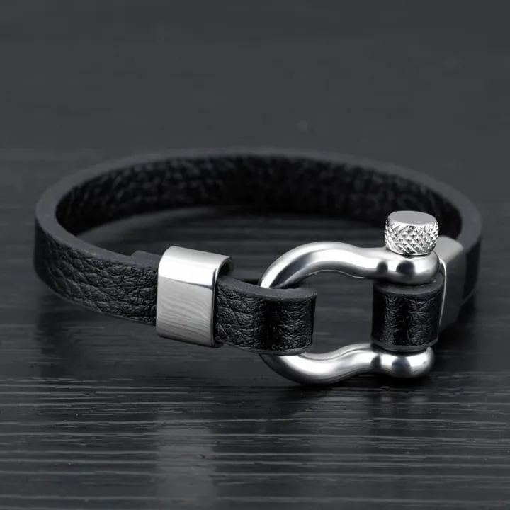 Hot%20Selling%20Cool%20Black%20Cowhide%20Leather%20Adjustable%20Basic%20Mens%20Cuff%20Bracelet%20-%20Image%207