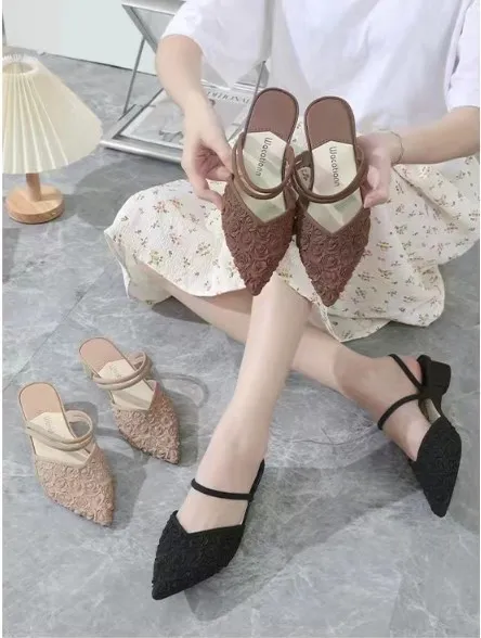 New%20Lady%20Style%20Niche%20Design%20Sense%20Lace-up%20Thick%20Heel%20Pointed%20Head%20Rose%20Wrapped%20Head%20Half%20Sandel%20-%20Image%202