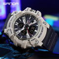SANDA Three Screen Multifunctional Timing Watch Outdoor Waterproof Night Light Men's Watch SD3366-6.