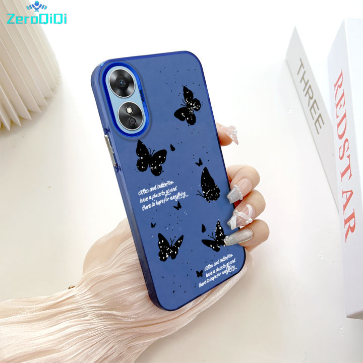 ZeroQiQi for OPPO A17 A17K Back Cover Black Butterfly Creative Contrast Color Hard Phone Case for Boy Girl
