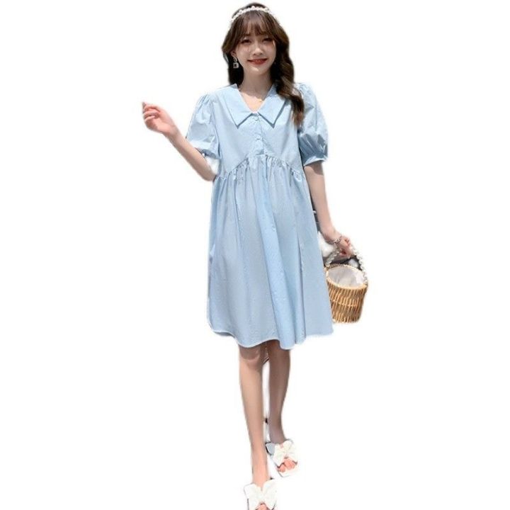 Maternity%20Clothes%20Summer%20Clothes2023New%20Fashion%20Mom%20Korean%20Style%20Loose%20Fashion%20Small%20Simple%20Slimming%20Large%20Size%20Dress%20Summer%20-%20Image%204
