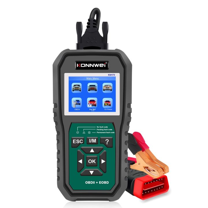 KONNWEI KW470 OBDII Code Reader Battery Tester Full System Diagnostic Scanner Replacement for Ford for Universal Car After 1996