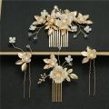 Golden Hair Comb Floral Pearl Hairpin Wedding Hair Accessories For Women U-shaped hair Clips Fashion Bridal Tiaras Hair Jewelry. 