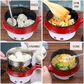 Multifunctional non-stick electric rice cooker frying pan cooking pot with steamer 1.5L.