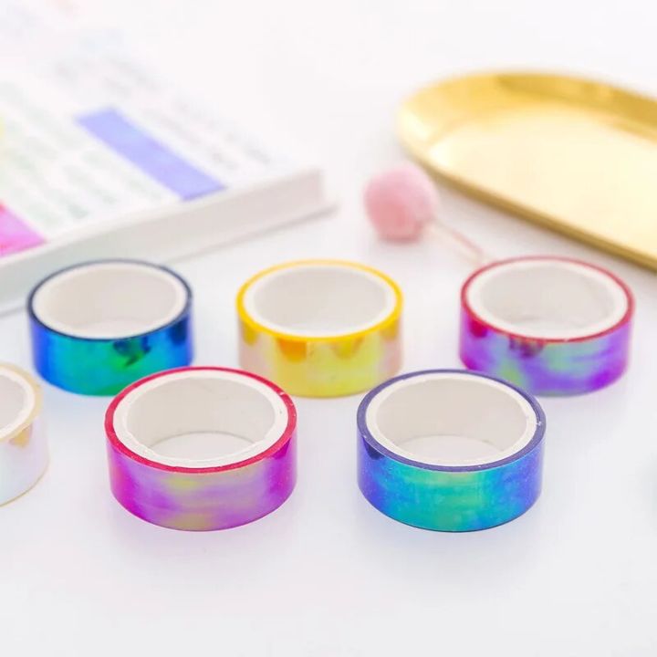 Colorful%20Shining%20Rainbow%20laser%20Decorative%20Adhesive%20Tape%20Masking%20Tape%20DIY%20Scrapbooking%20Sticker%20Label%20japanese%20stationery%20-%20Image%203