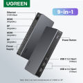 UGREEN USB C Docking Station for M1 / M2 MacBook, 9-in-1 Docking Station Dual Monitor 4K@60Hz, 2x HDMI, 2x DisplayPort, 100W PD for Laptop, 10Gbps USB-C & USB-A Data Ports, 1Gbps Ethernet.