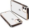 Apple iPhone 12 Pro - Luxury Gold Line NEW SKIN Electroplating Transparent Back Cover Soft Chrome Shine TPU Mobile Phone Case. 