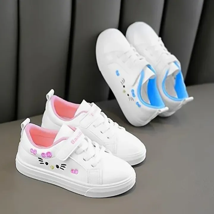 Girl's%20Shoes%20Fashion%20Small%20White%20Shoe%20Summer%20Lightweight%20Lace-up%20Cute%20Cat%20Pattern%20Skateboarding%20Sports%20Shoes%20Casual%20Kid%20Sneakers%20-%20Image%205