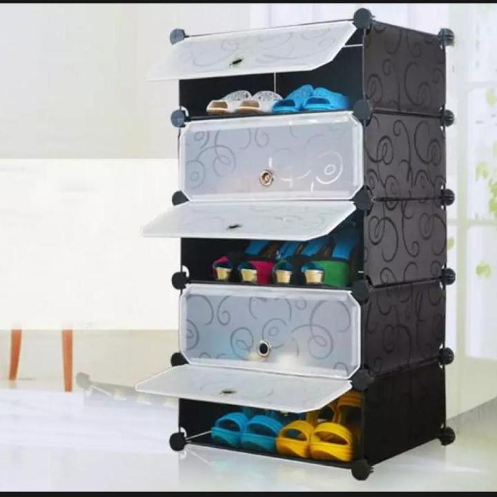 5 layer cubes shoe rack New Storage Plastic Shoe Cabinet Shoe Rack Storage Cabinet 5 Cubes