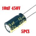 5Pcs- 10uF 450V RADIAL Electrolytic Capacitor 10uF 450V Radial Polarized Aluminum Electrolytic Capacitors 2 Pin Leads Connections Leg. 