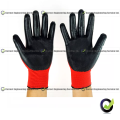 Heavy Duty Smooth Work Gloves Nitrile Coated Red Black Firm Grip Nitrile Coated Gloves. 