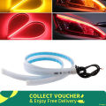 2pcs Red 45cm Daytime Running Light Flexible Strip Waterproof Flashing Yellow 12V 2PCS car accessories.