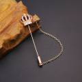 Retro Hollow Crown Lapel Chain Brooch Pin For Men Suit Lapel.