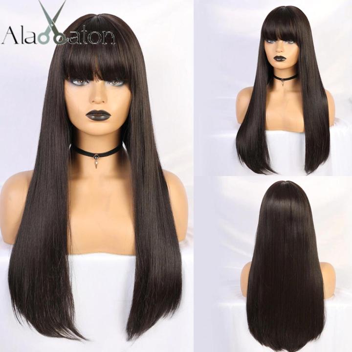 Full Head Synthetic Women Wigs Long Natural Black Straight Hair Wig For Women