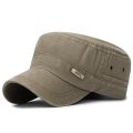 Fashion UniMilitary Style Flat Cap Vintage Baseball Cap Sport Sun Hat-Khaki.